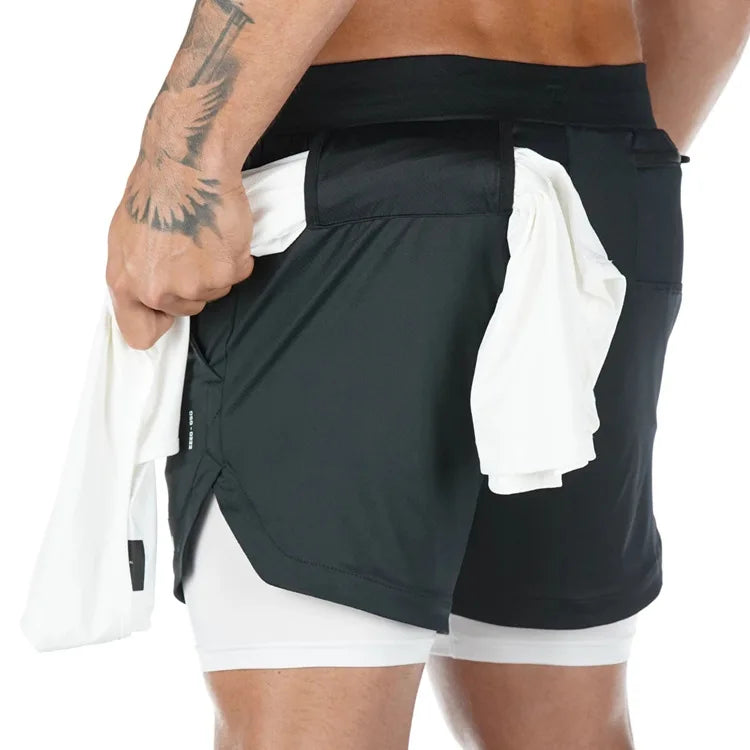 Men's 2-in-1 Running Shorts | Quick Dry Gym & Training Shorts | Sizes M–XXXL