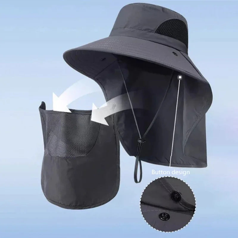UV Protection Sun Hat with Neck Flap | Fishing, Hiking & Outdoor Cap | One Size