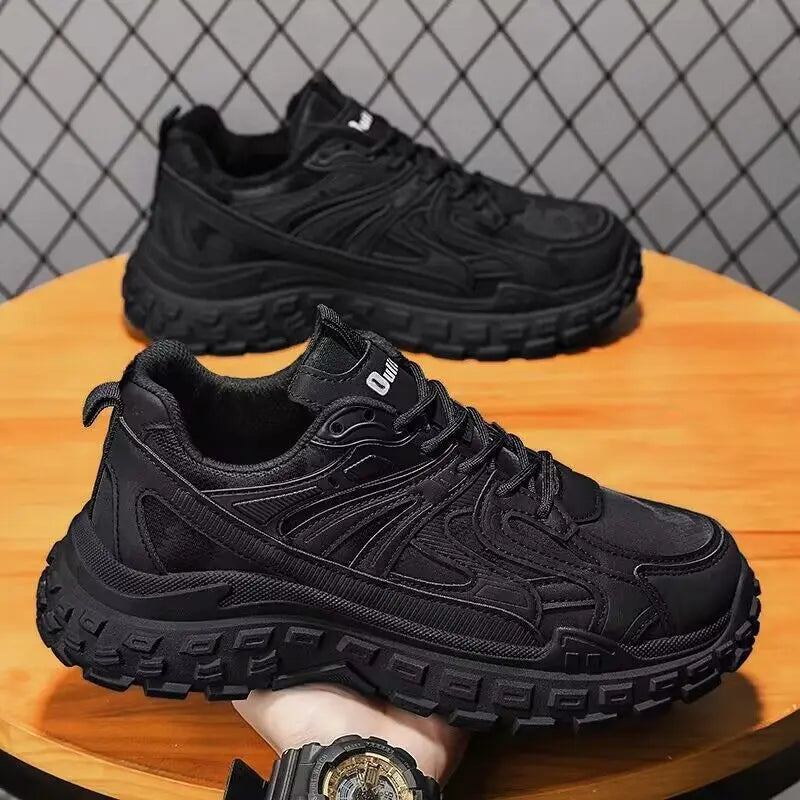 Men's Lace-Up Trainers | Air Mesh Breathable Sneakers | Black | EU 39–44