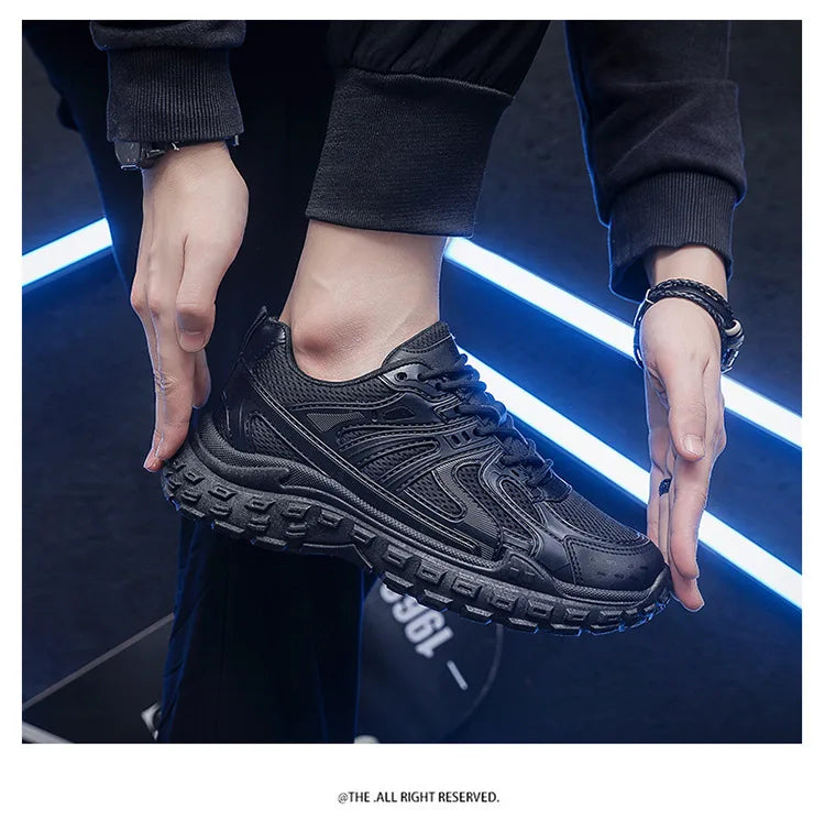 Men's Lace-Up Trainers | Air Mesh Breathable Sneakers | Black | EU 39–44