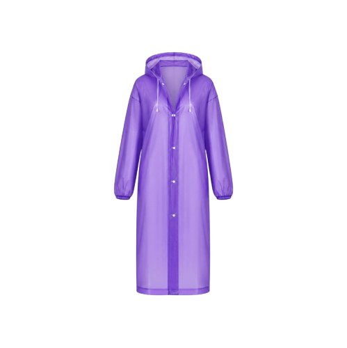 Hooded Raincoat | Waterproof Poncho | Clear & Purple