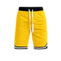Men's Striped Basketball Shorts – Yellow Active Drawstring Shorts with Pockets
