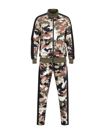 Men's Full Camo Track Set – Slim Fit Jacket & Joggers