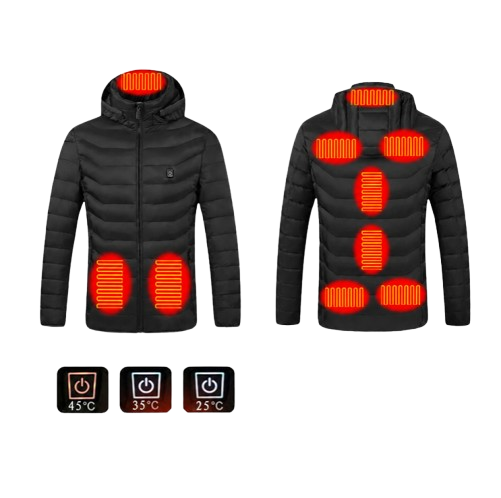 USB Heated Jacket – Unisex Thermal Zip-Up with Removable Hood