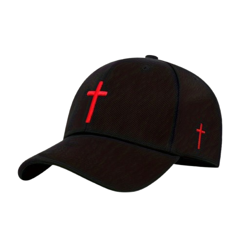 Embroidered Cross Baseball Cap with Faux Fur Trim