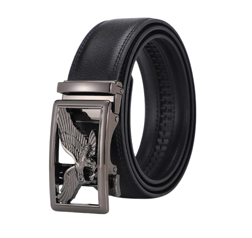 Men’s Slide Lock Eagle Leather Belt – Automatic Buckle