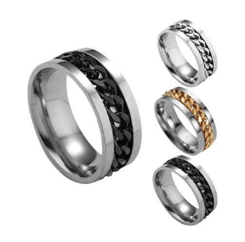 Chain Spinner Fidget Ring – Titanium Steel