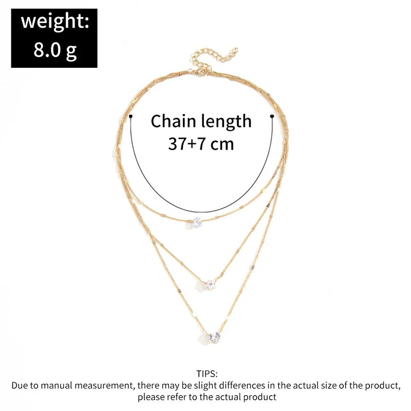 Women's Zircon Heart Pendant Necklace | Multilayer Chain Choker | Party Jewellery Gift