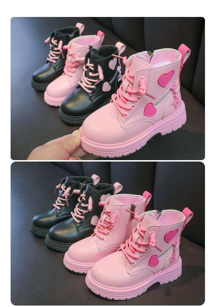 Girls' Fashion Ankle Boots | Zip-Up PU Leather Winter Boots for Kids