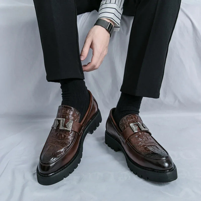 Men's Slip-On Loafers | Thick Sole Faux Leather Casual Shoes | EU 38–46