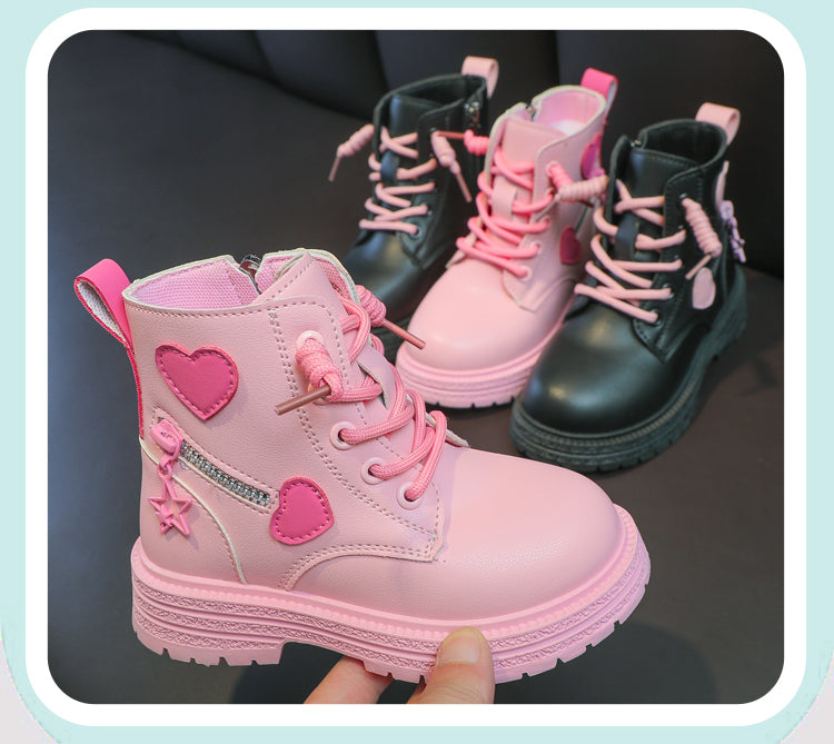 Girls' Fashion Ankle Boots | Zip-Up PU Leather Winter Boots for Kids