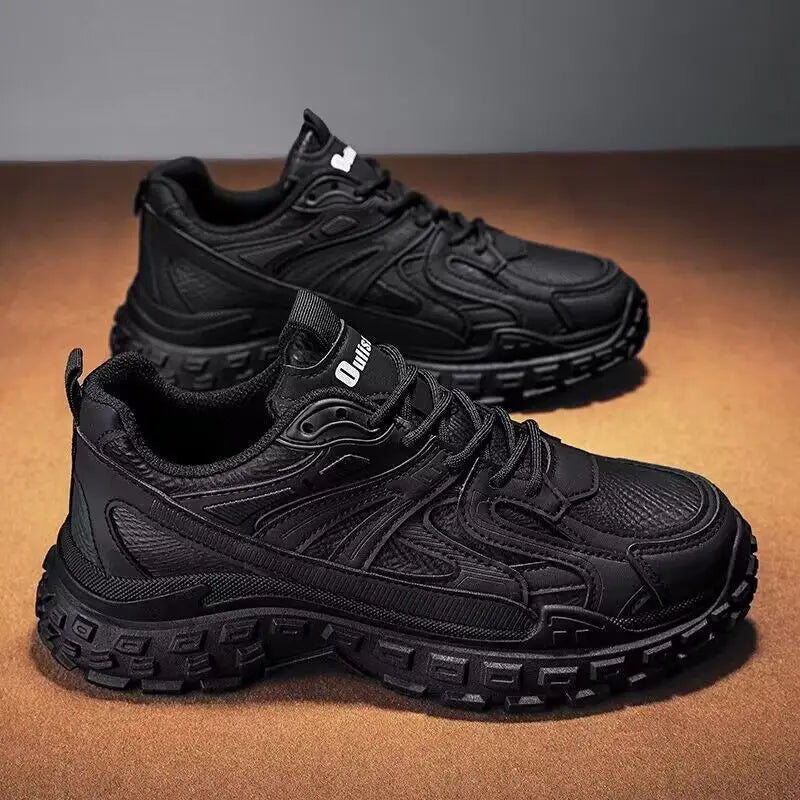 Men's Lace-Up Trainers | Air Mesh Breathable Sneakers | Black | EU 39–44