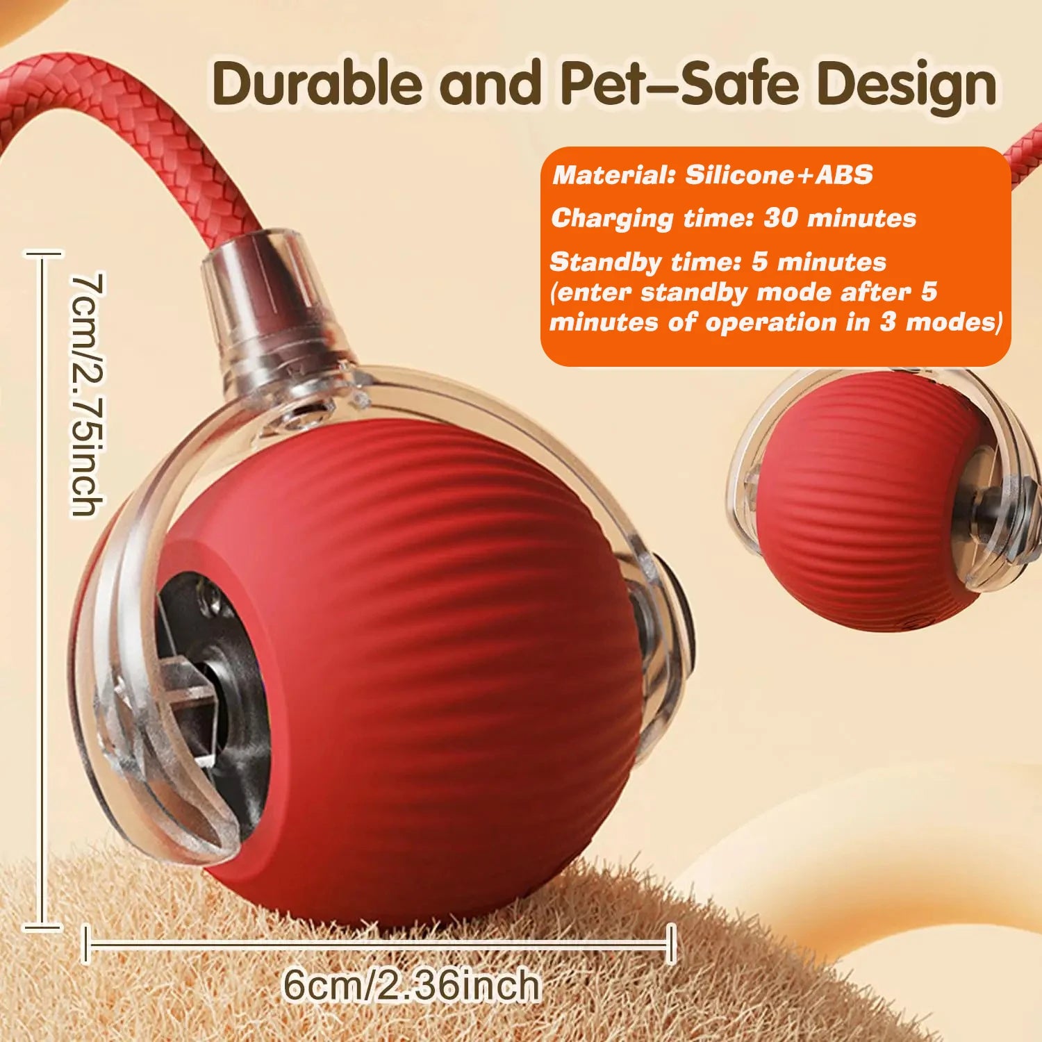 Smart Interactive Rolling Ball Toy for Dogs & Cats | Auto Obstacle Avoidance, 3 Play Modes