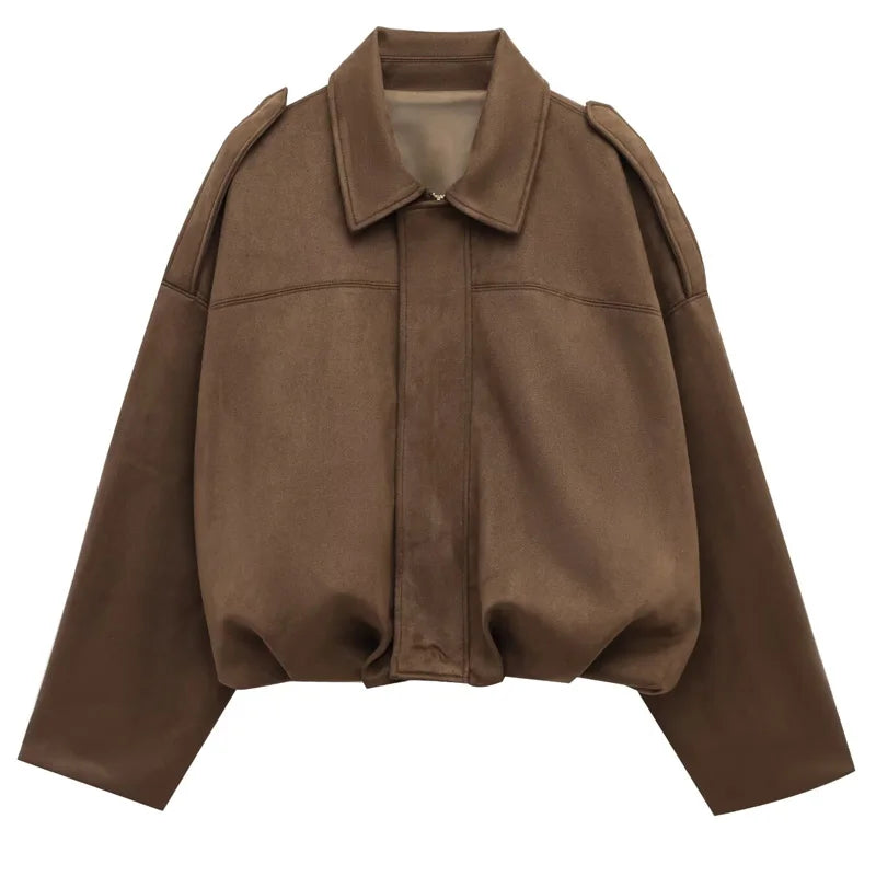 Women's Cropped Suede Bomber Jacket | High Street Zip-Up | Sizes XS–L