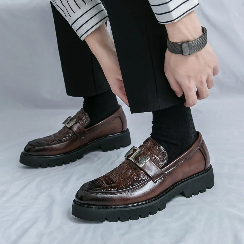 Men's Slip-On Loafers | Thick Sole Faux Leather Casual Shoes | EU 38–46