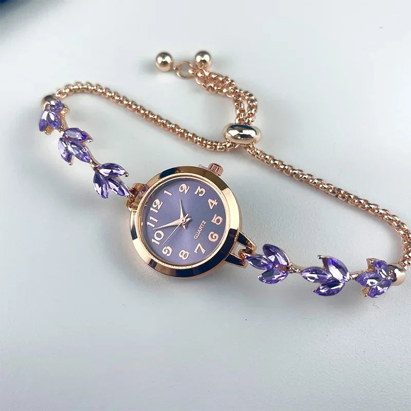 Women's Rhinestone Bracelet Watch | Elegant Quartz Wristwatch Gift for Her