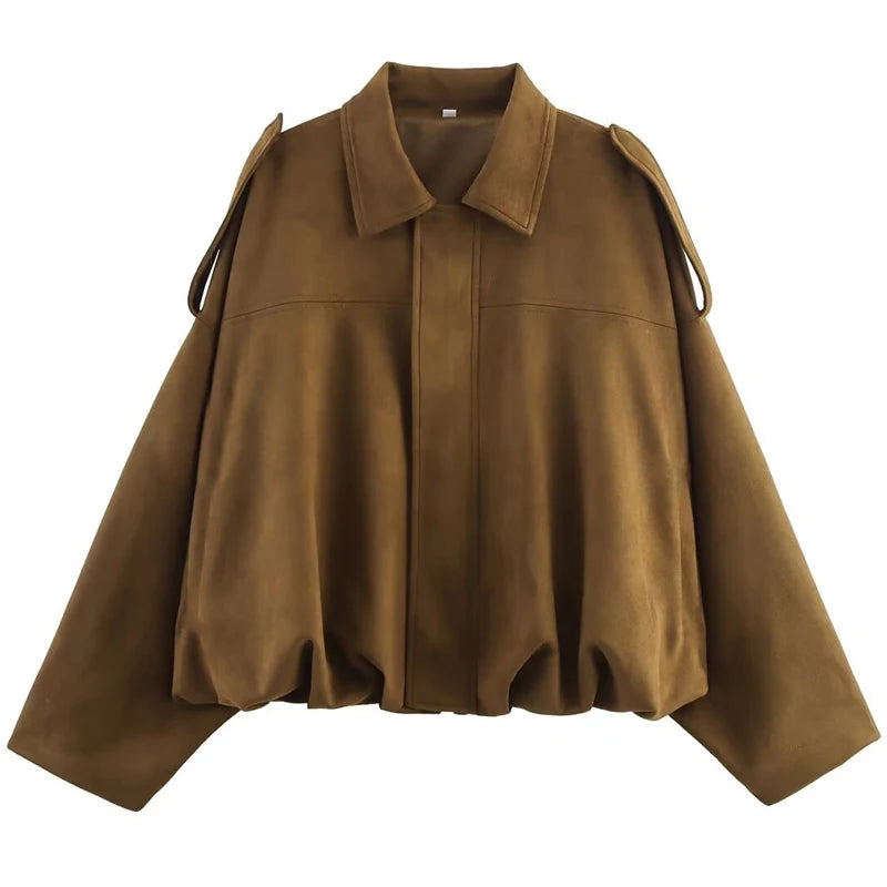 Women's Cropped Suede Bomber Jacket | High Street Zip-Up | Sizes XS–L