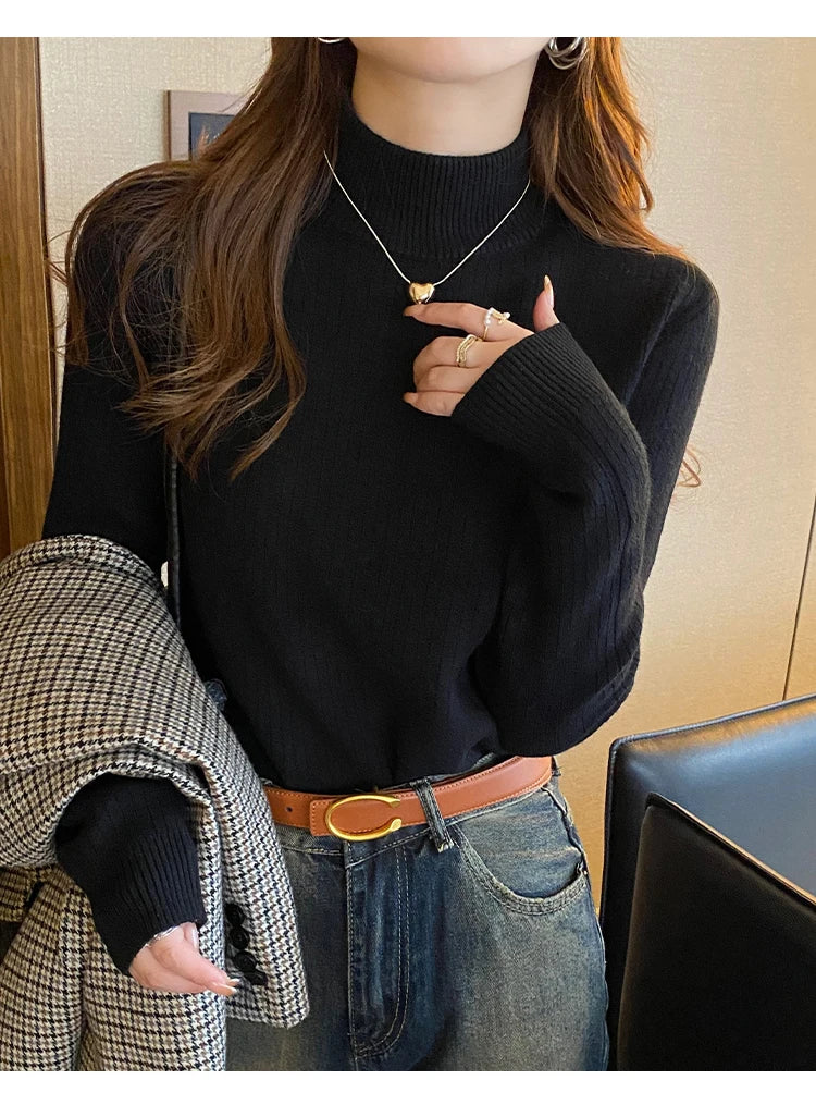 Women's Fleece-Lined Turtleneck Sweater | Thick Knit Pullover | One Size