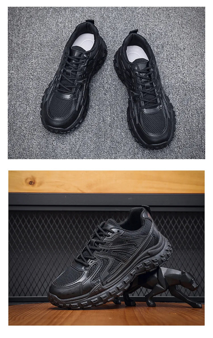 Men's Lace-Up Trainers | Air Mesh Breathable Sneakers | Black | EU 39–44