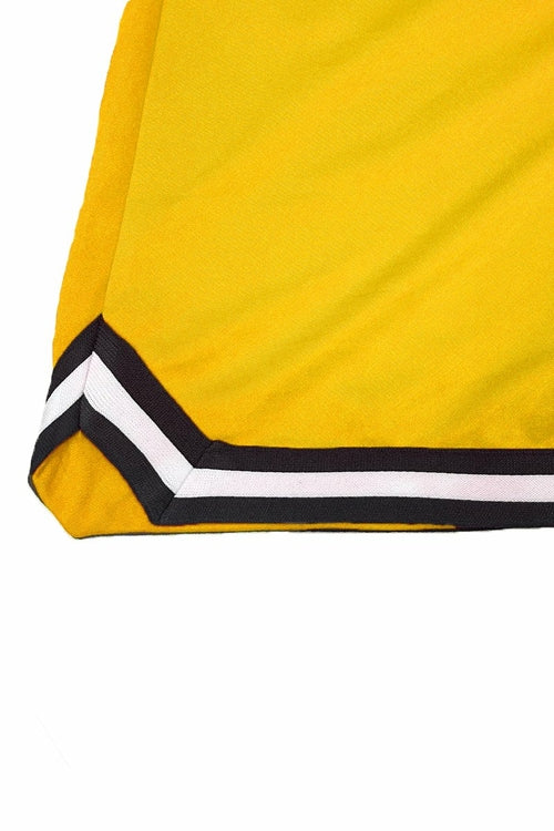Men's Striped Basketball Shorts – Yellow Active Drawstring Shorts with Pockets