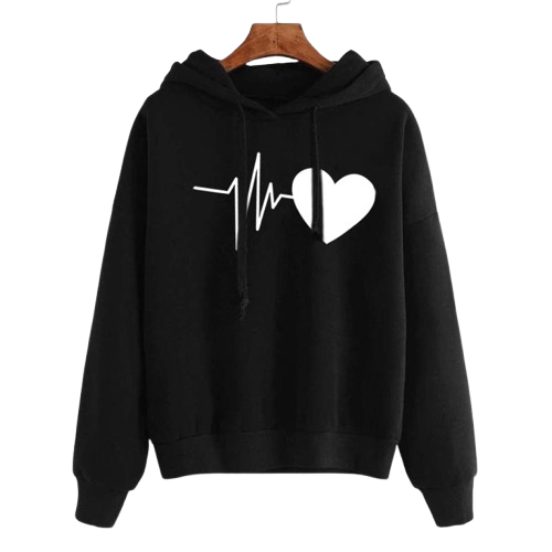 Heart Print Oversized Hoodie