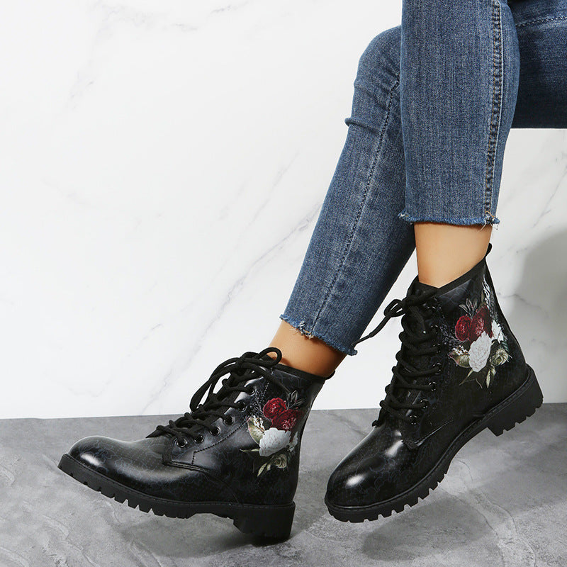 Women's Floral Print Martin Boots