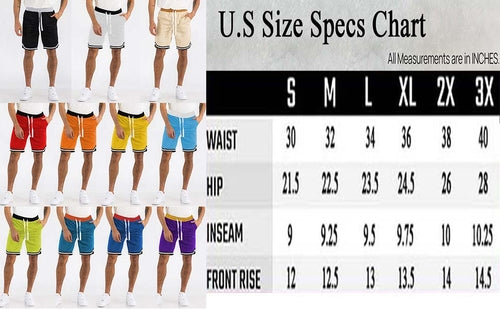 Men's Striped Basketball Shorts – Yellow Active Drawstring Shorts with Pockets