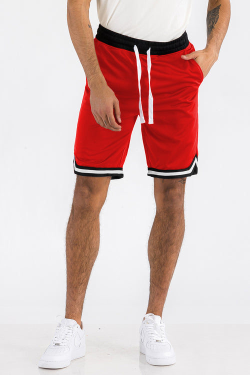 Men's Striped Basketball Shorts – Active Drawstring Shorts with Pockets