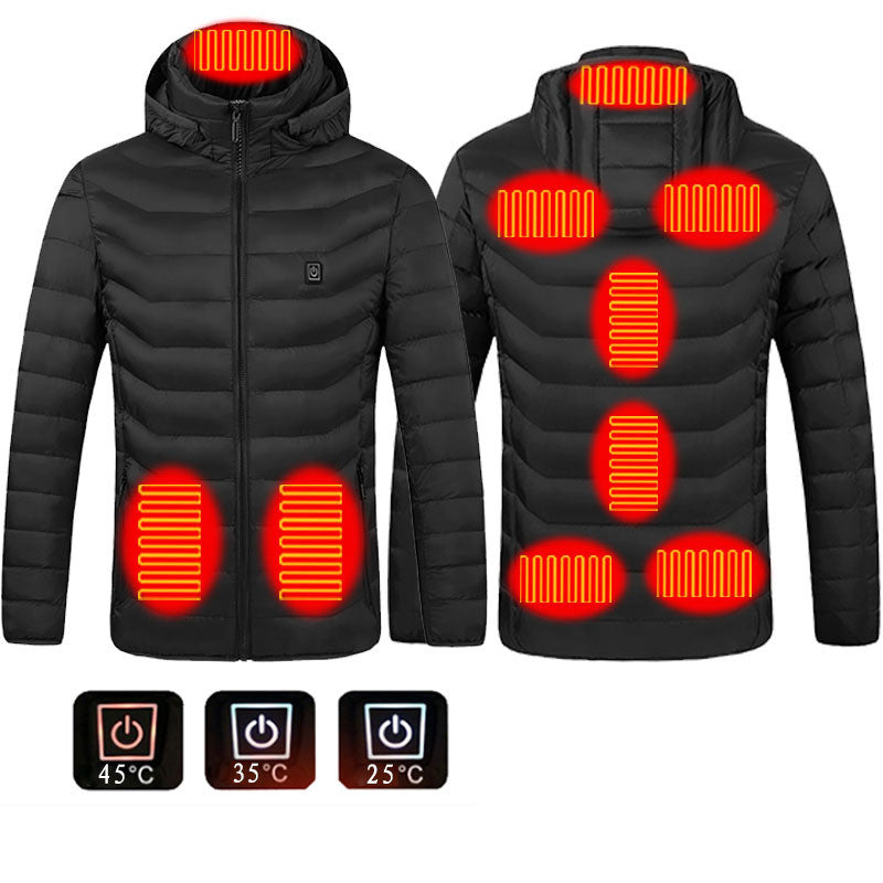 USB Heated Jacket – Unisex Thermal Zip-Up with Removable Hood