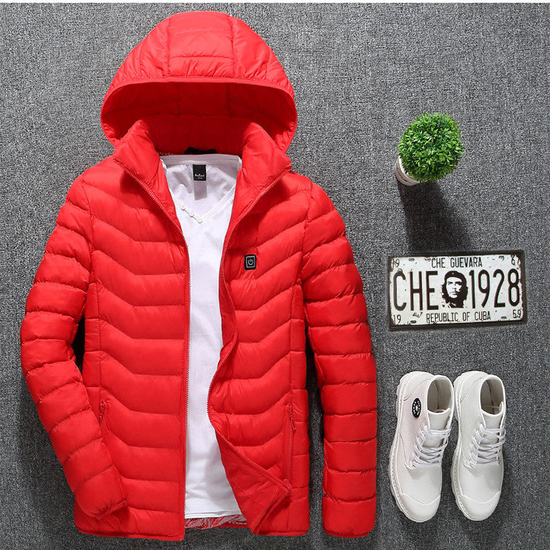USB Heated Jacket – Unisex Thermal Zip-Up with Removable Hood